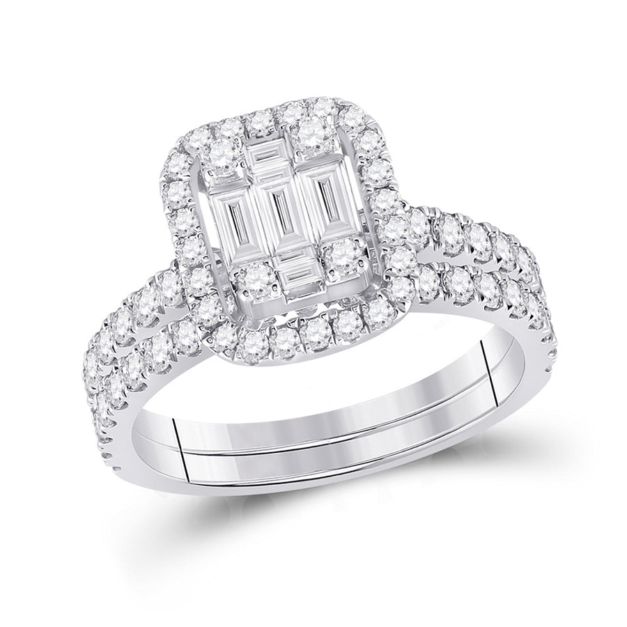 Baguette Diamond Bridal Wedding Ring Set 1-1/2 Cttw