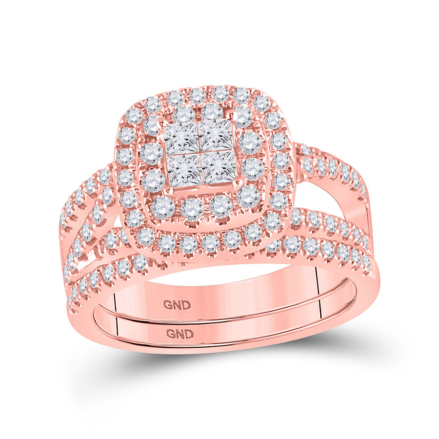 Princess Diamond Bridal Wedding Ring Set 1 Cttw