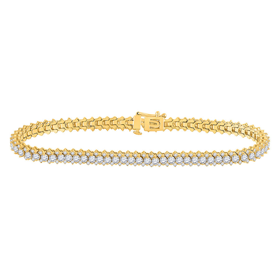 14k Yellow Gold Round Diamond Single Row Tennis Bracelet 5 Cttw