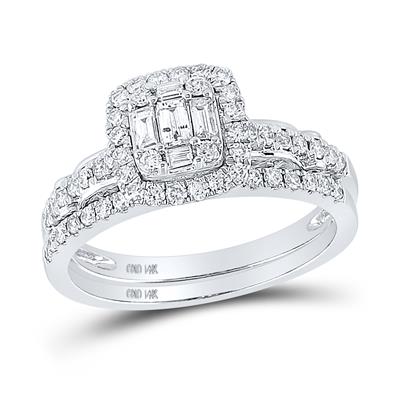 Baguette Diamond Bridal Wedding Ring Set 3/4 Cttw