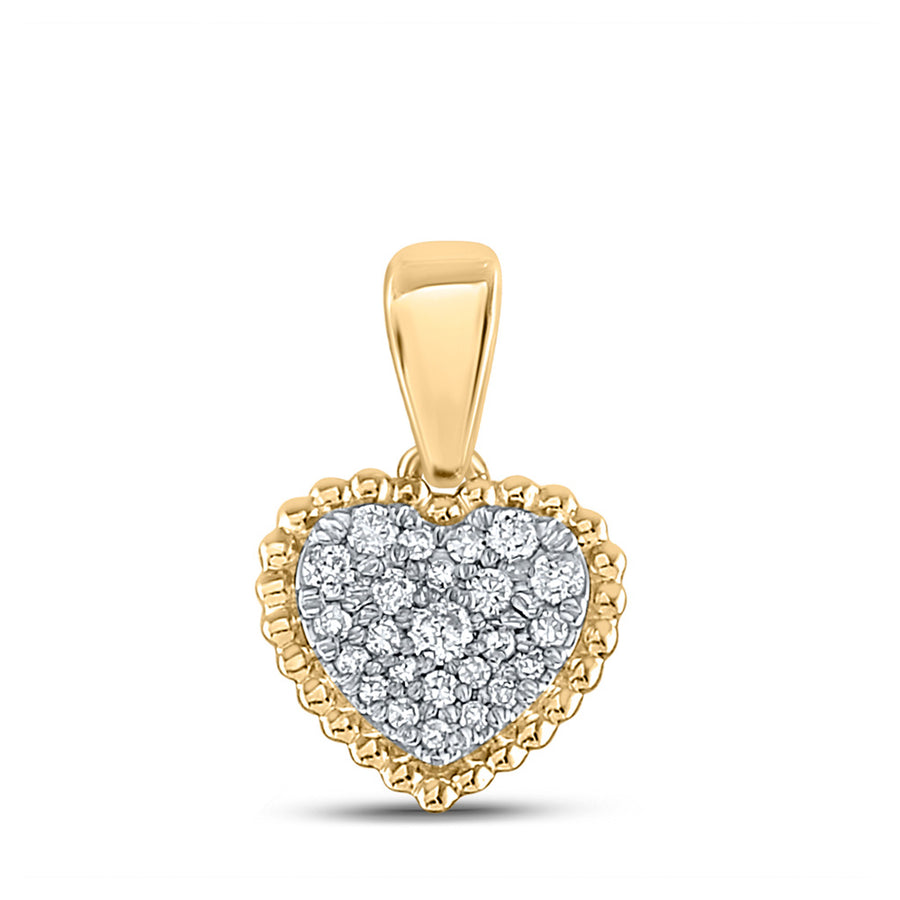 10k Yellow Gold Round Diamond Heart Pendant 1/8 Cttw