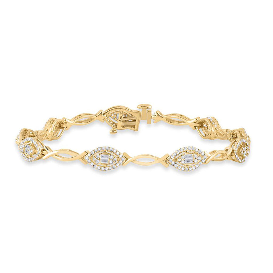 14k Yellow Gold Baguette Diamond Fashion Bracelet 1 Cttw