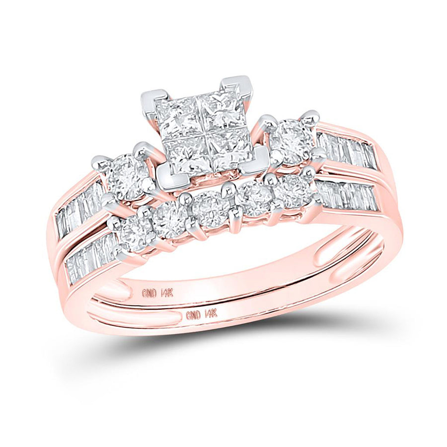 Princess Diamond Bridal Wedding Ring Set 7/8 Cttw