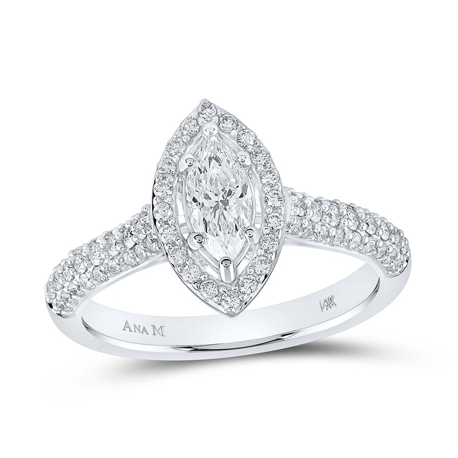 Marquise Diamond Solitaire Bridal Engagement Ring 7/8 Cttw (Certified)