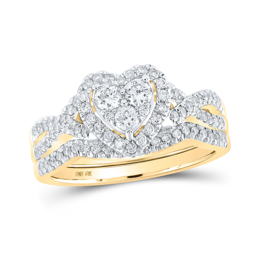 Round Diamond Heart Nicoles Dream Collection Wedding Ring Set 5/8 Cttw