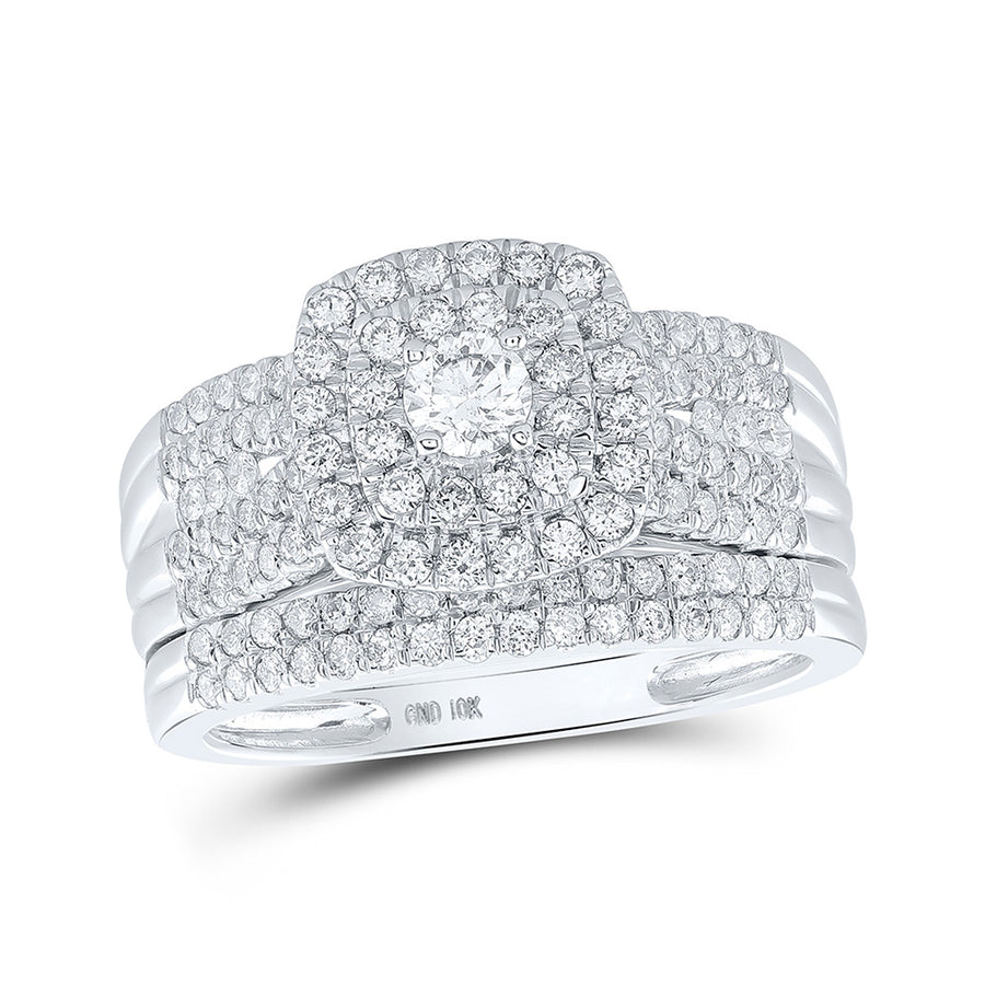 Round Diamond Square Bridal Wedding Ring Set 1 Cttw (Certified)
