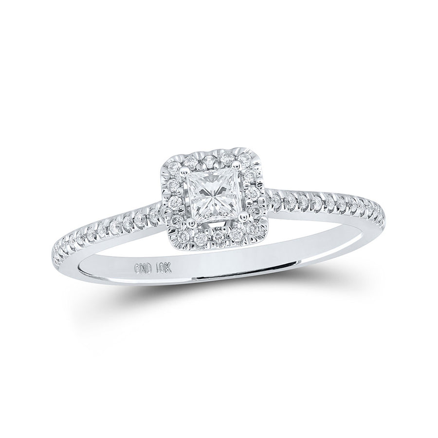 Princess Diamond Halo Bridal Engagement Ring 1/3 Cttw