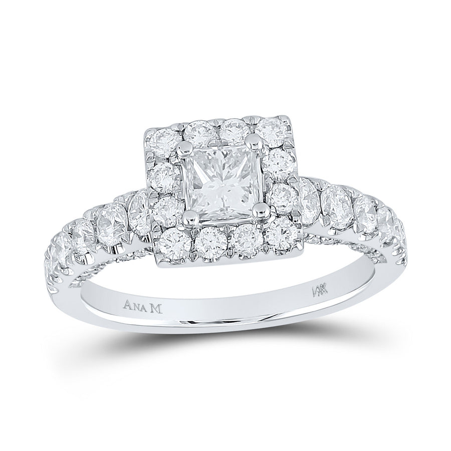 Princess Diamond Halo Bridal Engagement Ring 1-1/2 Cttw (Certified)