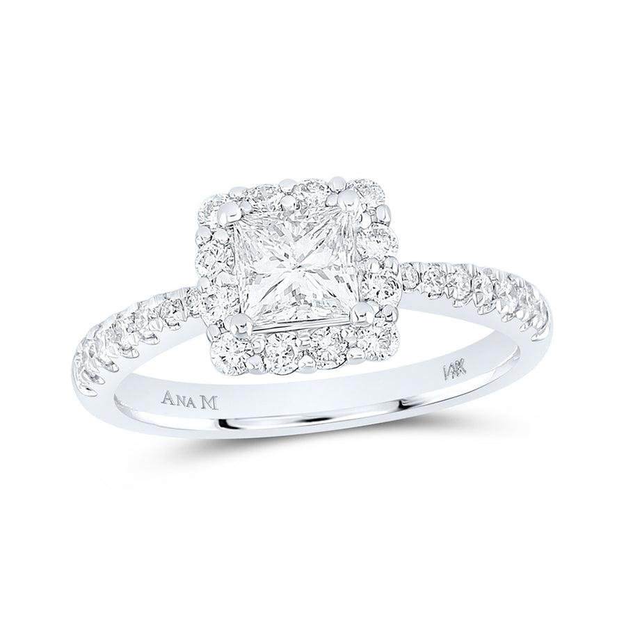 Princess Diamond Halo Bridal Engagement Ring 1-1/4 Cttw (Certified)