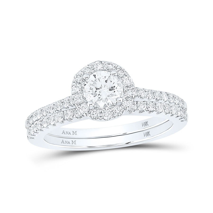 Round Diamond Halo Bridal Wedding Ring Set 1 Cttw