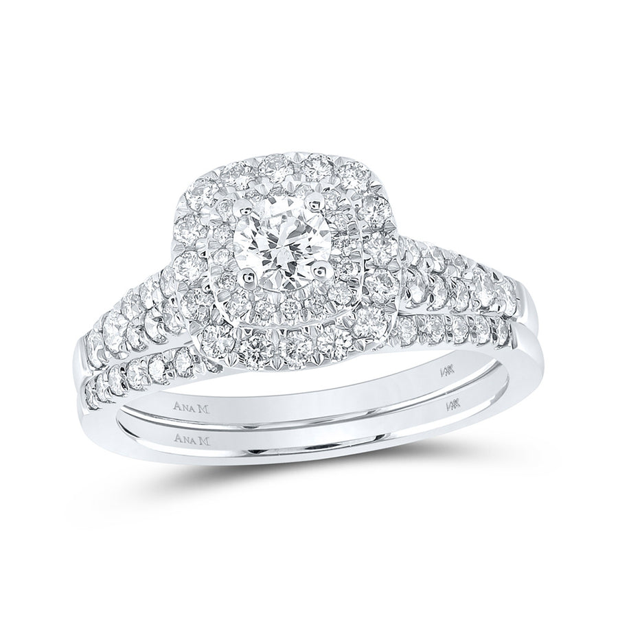 Round Diamond Halo Bridal Wedding Ring Set 1 Cttw (Certified)