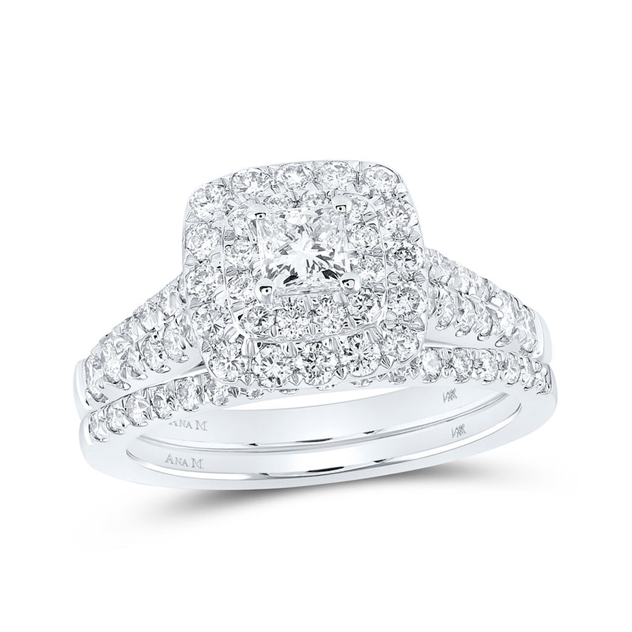 Princess Diamond Halo Bridal Wedding Ring Set 1-1/2 Cttw (Certified)