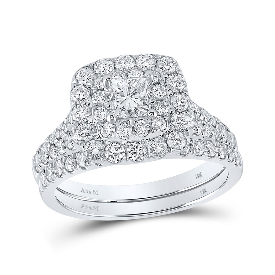 Princess Diamond Halo Bridal Wedding Ring Set 2 Cttw (Certified)