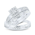Round Diamond Square Matching Wedding Ring Set 1/3 Cttw Miral Jewelry