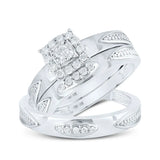 Round Diamond Square Matching Wedding Ring Set 1/3 Cttw Miral Jewelry
