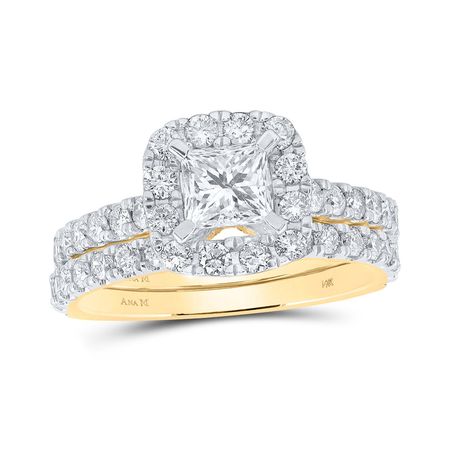 Princess Diamond Halo Bridal Wedding Ring Set 1-7/8 Cttw (Certified)