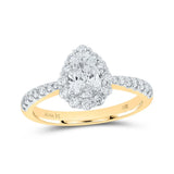 Pear Diamond Halo Bridal Engagement Ring 1-1/5 Cttw (Certified) Miral Jewelry
