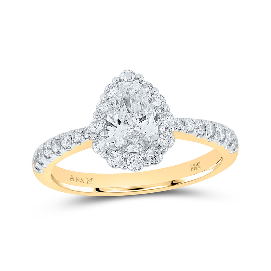 Pear Diamond Halo Bridal Engagement Ring 1-1/5 Cttw (Certified)