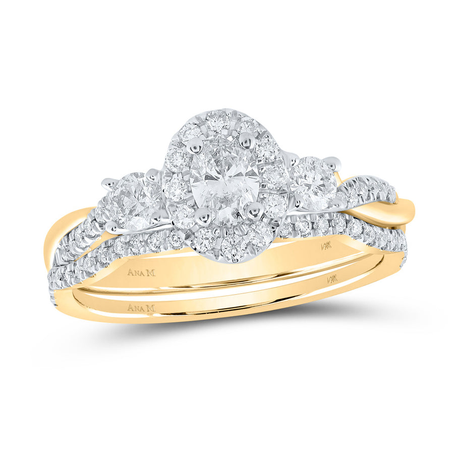 Oval Diamond Halo Bridal Wedding Ring Set 3/4 Cttw (Certified)