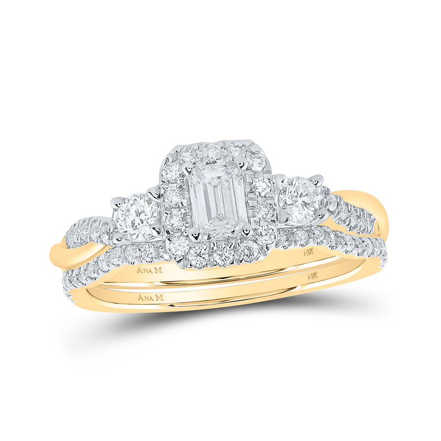 Diamond Halo Bridal Wedding Ring Set 3/4 Cttw (Certified)