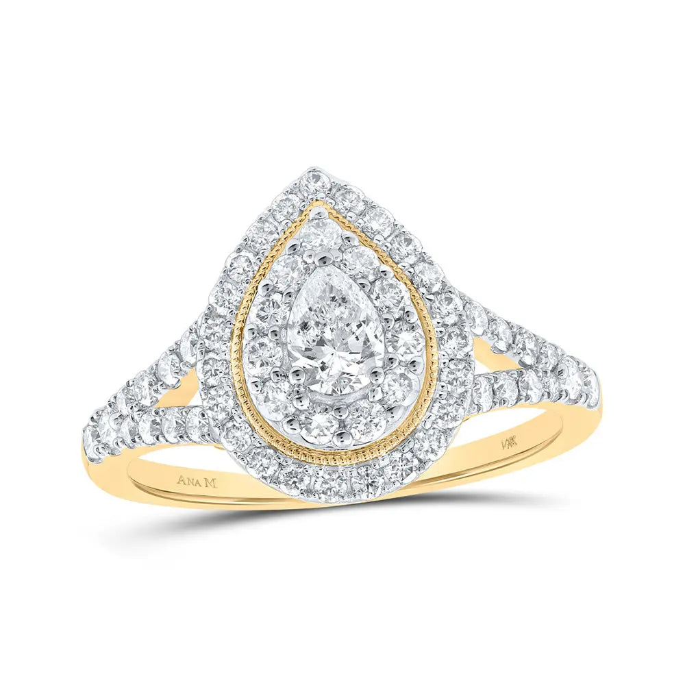 Pear Diamond Halo Bridal Engagement Ring 1 Cttw (Certified) Miral Jewelry