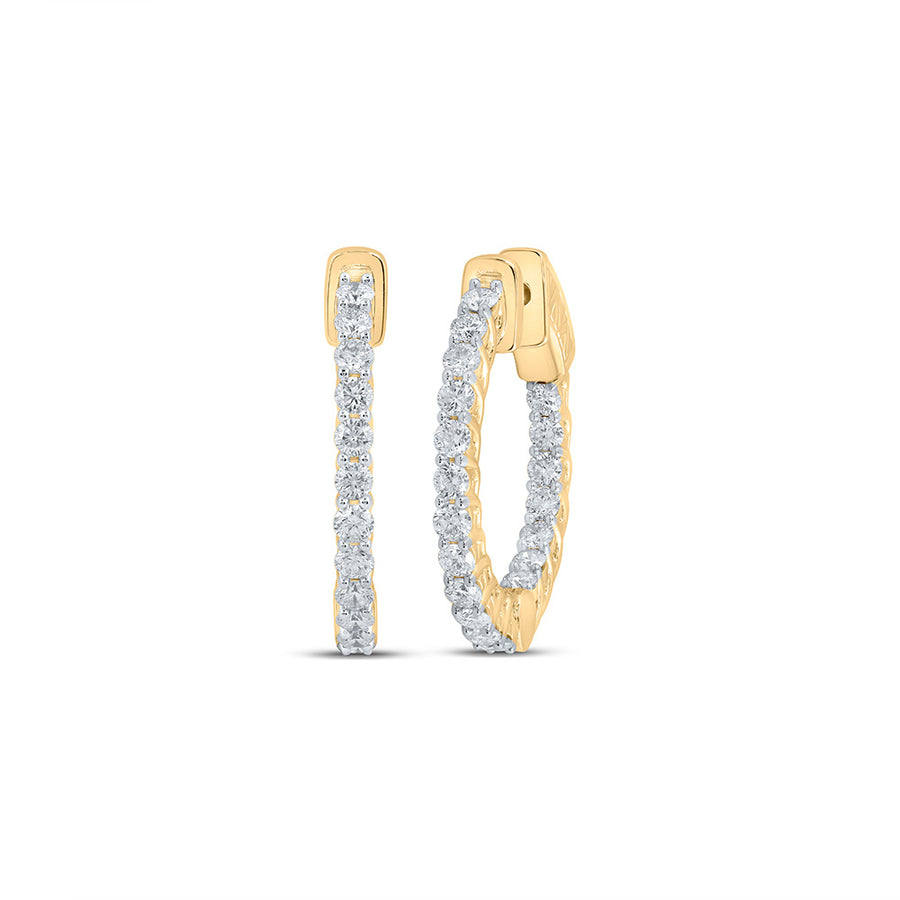 Yellow Gold 14k Medium Hoop Diamond Earrings
