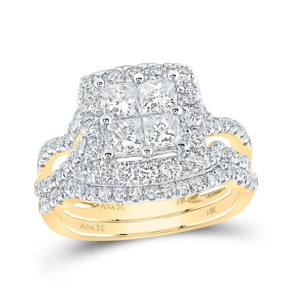 Princess Diamond Square Bridal Wedding Ring Set 2 Cttw Miral Jewelry