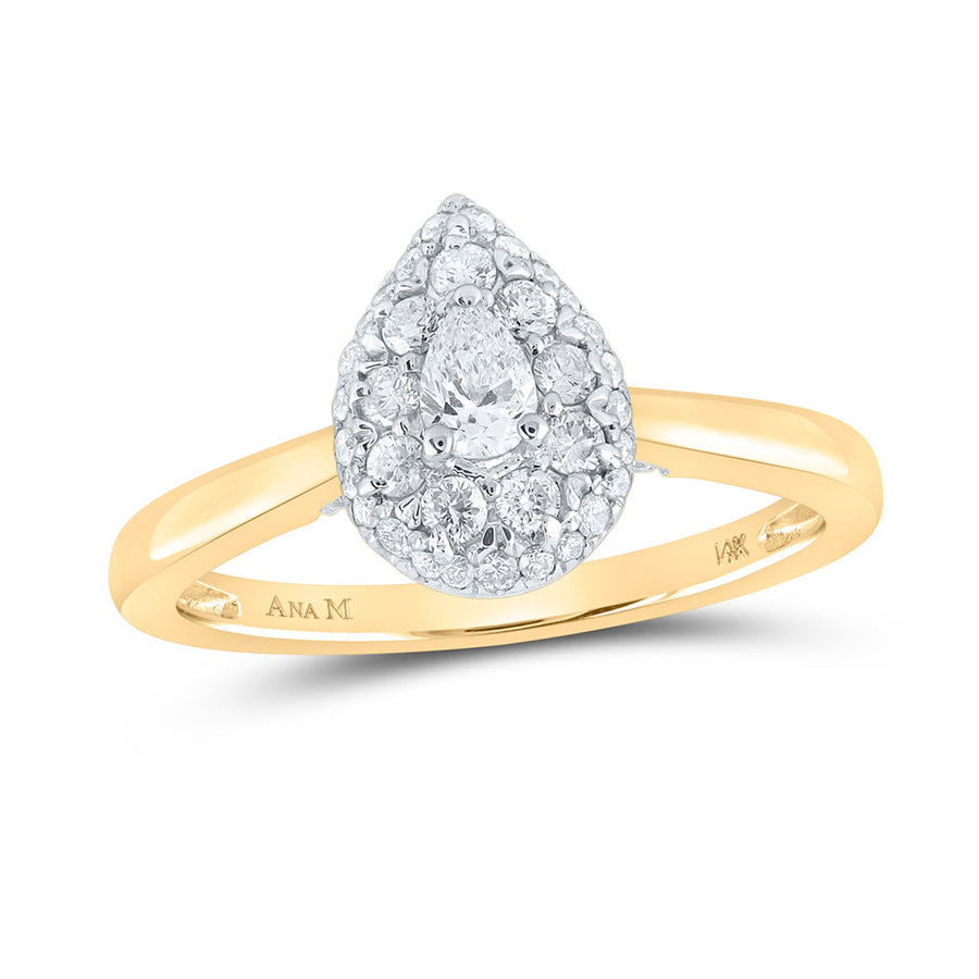 Pear Diamond Halo Bridal Engagement Ring 1/2 Cttw