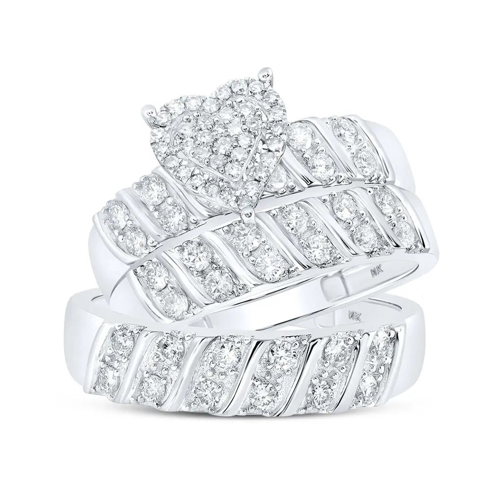 Round Diamond Heart Matching Nicoles Dream Collection Wedding Ring Set 1 Cttw Miral Jewelry