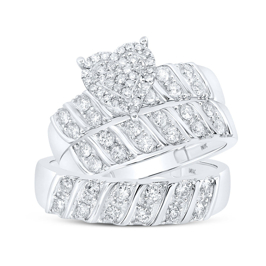 Round Diamond Heart Matching Nicoles Dream Collection Wedding Ring Set 1 Cttw
