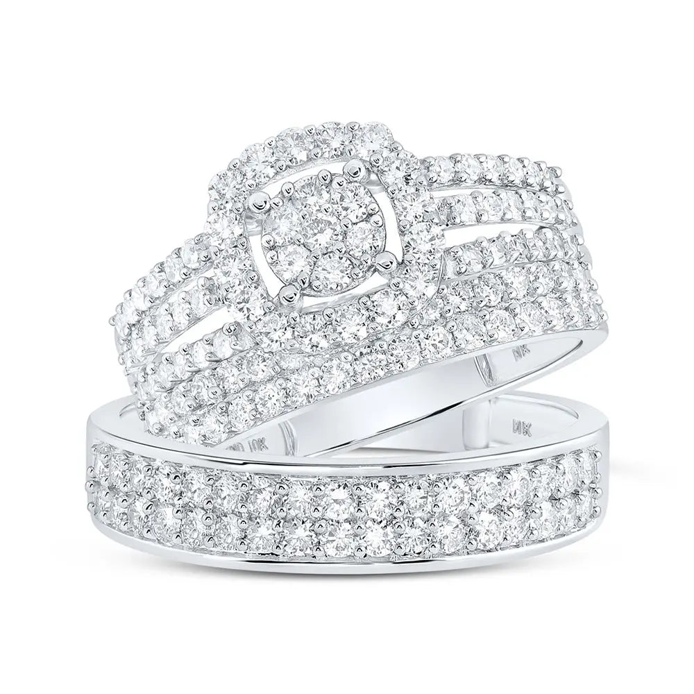 Round Diamond Cluster Matching Nicoles Dream Collection Wedding Ring Set Miral Jewelry