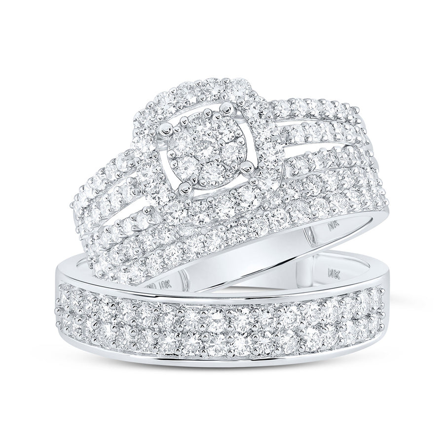 ound Diamond Cluster Matching Nicoles Dream Collection Wedding Ring Set