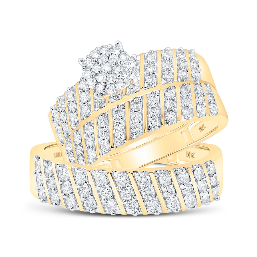 Round Diamond Cluster Matching Nicoles Dream Collection Wedding Ring Set