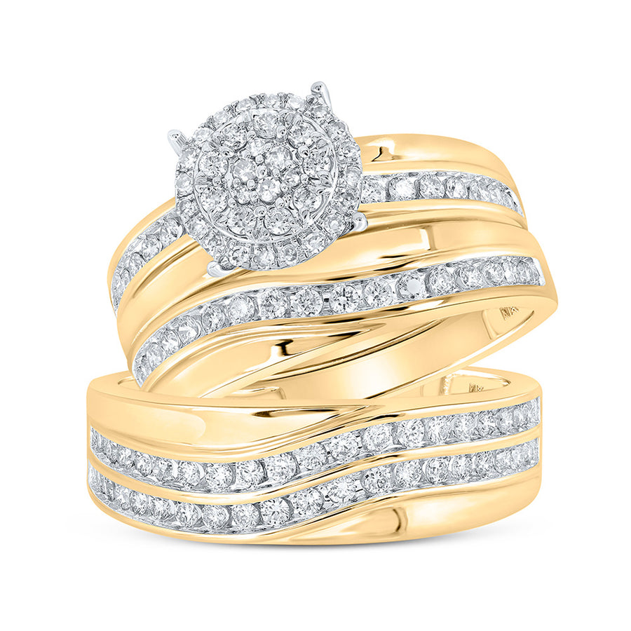 Round Diamond Cluster Nicoles Dream Collection Matching Wedding Ring Set
