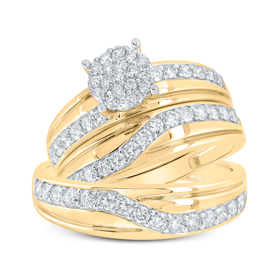 Round Diamond Cluster Nicoles Dream Collection Matching Wedding Ring Set