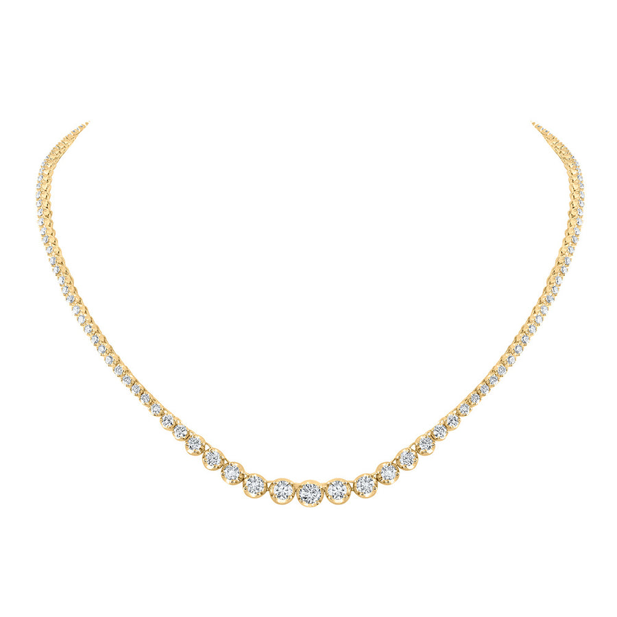 14k Yellow Gold Round Diamond Graduated Tennis Necklace 5-3/4 Cttw