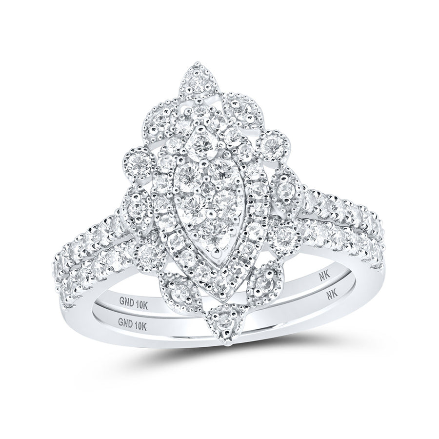 Nicoles Dream Collection Marquise-shape Bridal Wedding Ring Set 1 Cttw