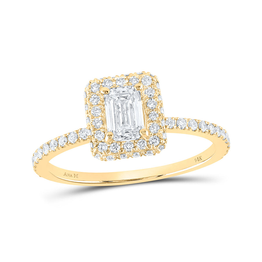 Emerald Diamond Halo Bridal Wedding Ring Set 7/8 Cttw (Certified)