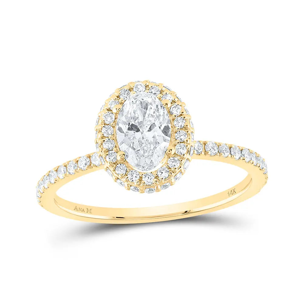 Oval Diamond Halo Bridal Engagement Ring 1 Cttw (Certified) Miral Jewelry