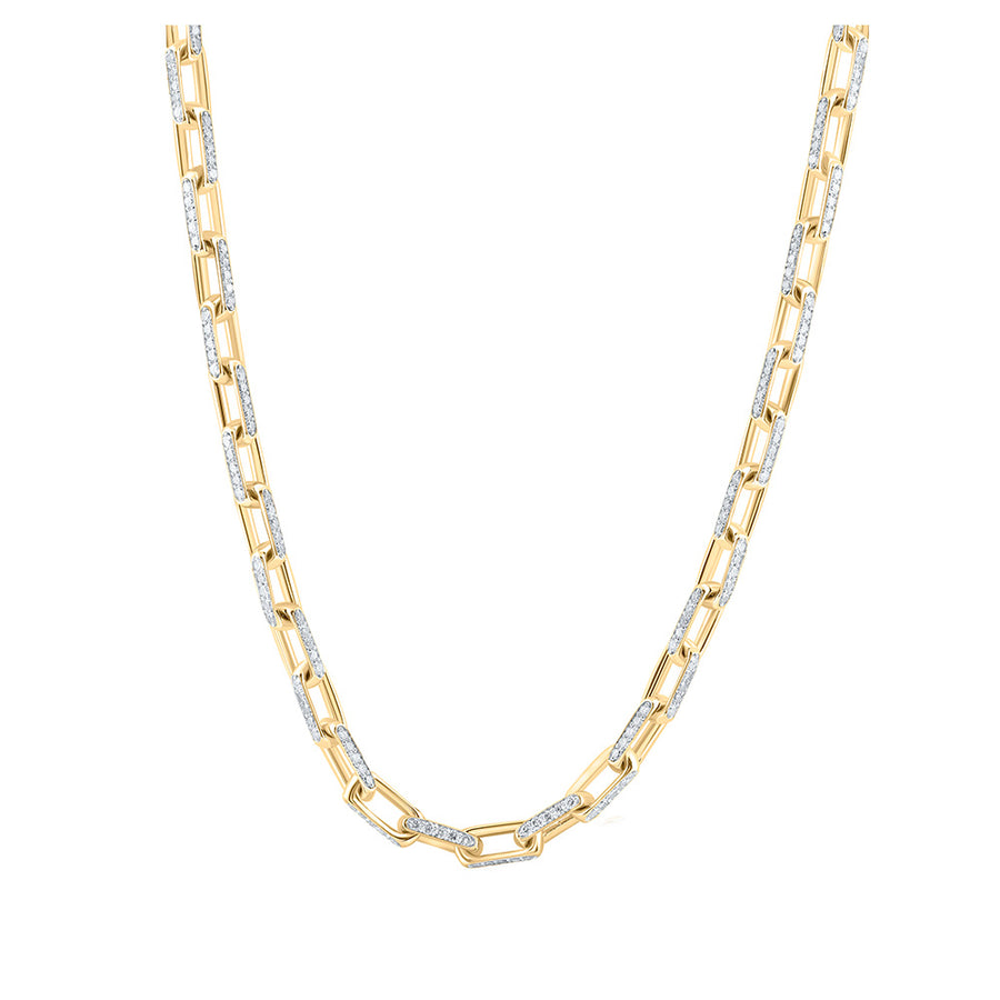 10k Yellow Gold Round Diamond 22-inch Anchor Link Nicoles Dream Collection Chain Necklace 12-1/2 Cttw