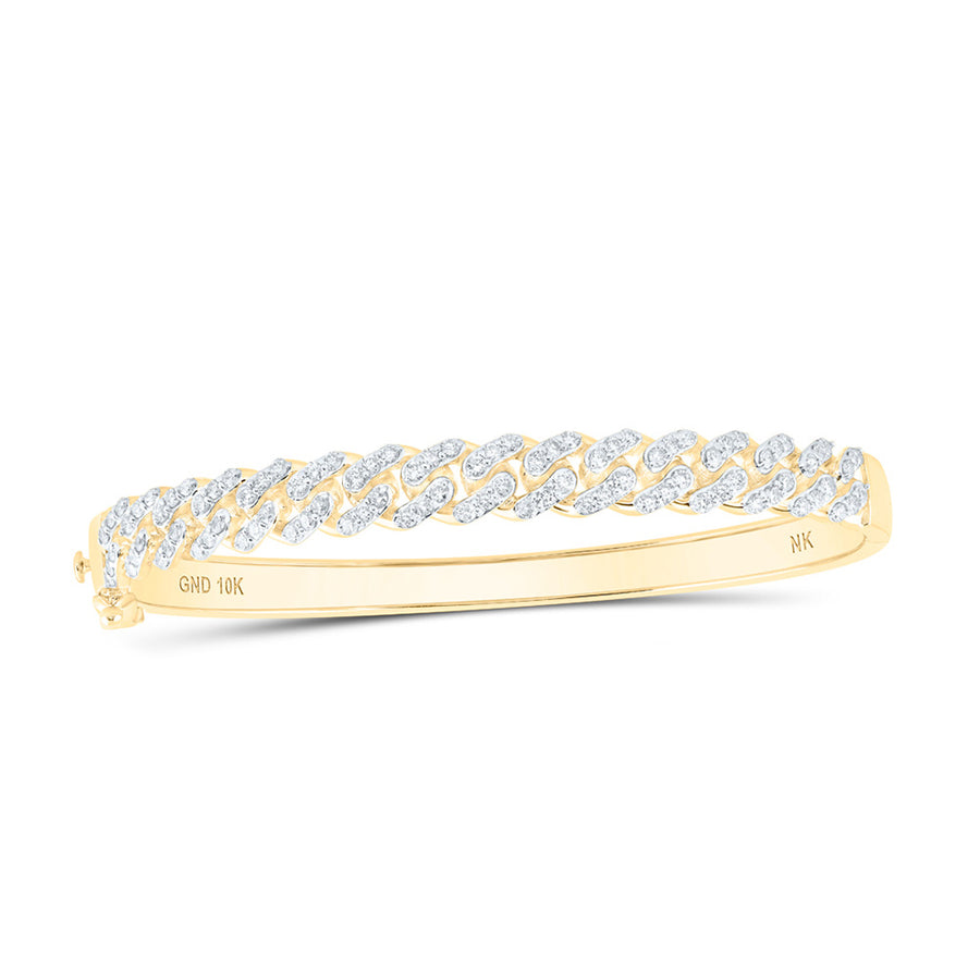 10k Yellow Gold Round Diamond Miami Cuban Bangle Nicoles Dream Collection Bracelet 1-5/8 Cttw