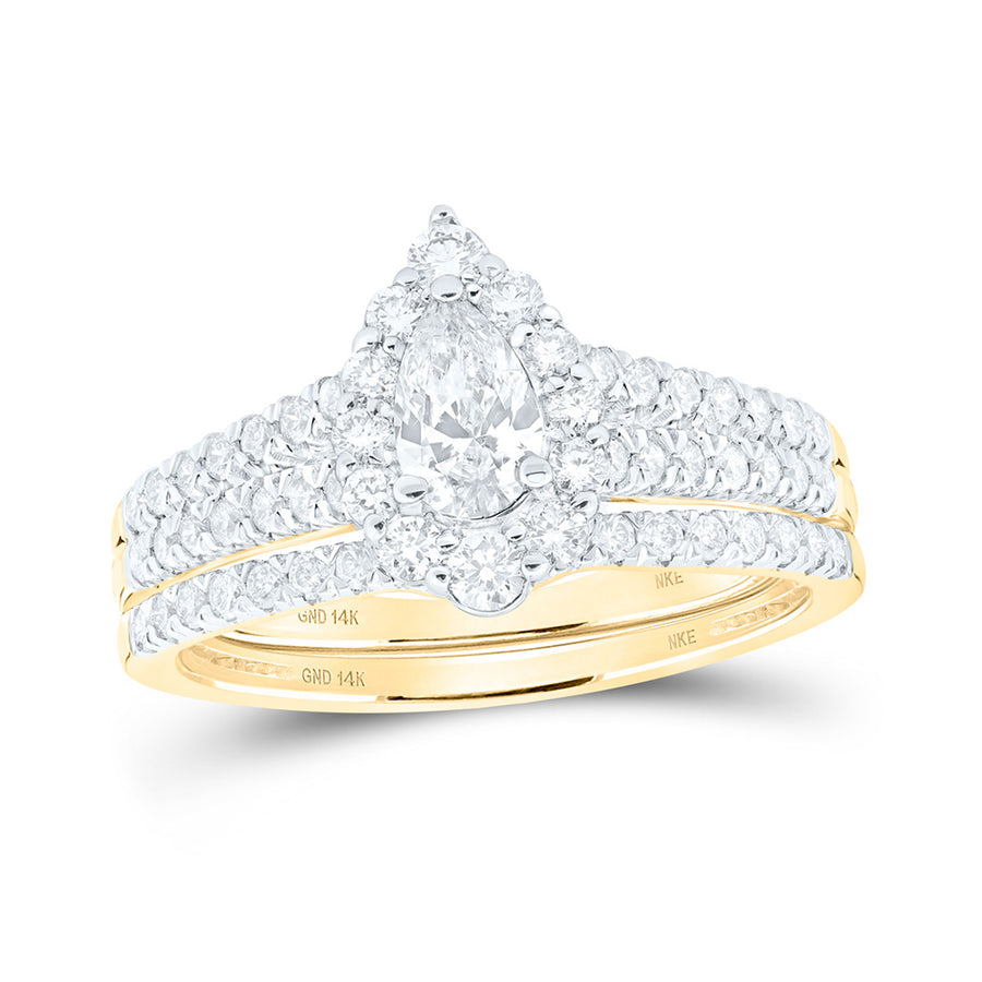 A 14k Yellow Gold Bridal Set With 1.33tw of Diamonds, perfect for a women's bridal set, by Miral Jewelry.