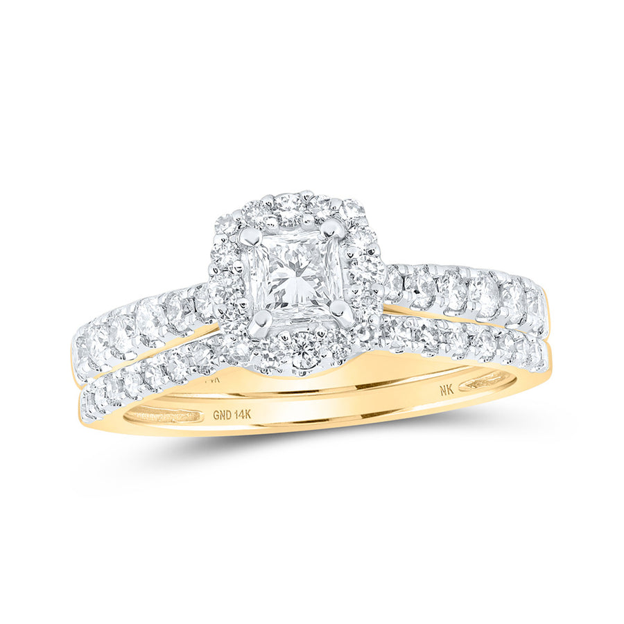 Princess Diamond Nicoles Dream Collection Halo Bridal Wedding Ring Set 1 Cttw (Certified)