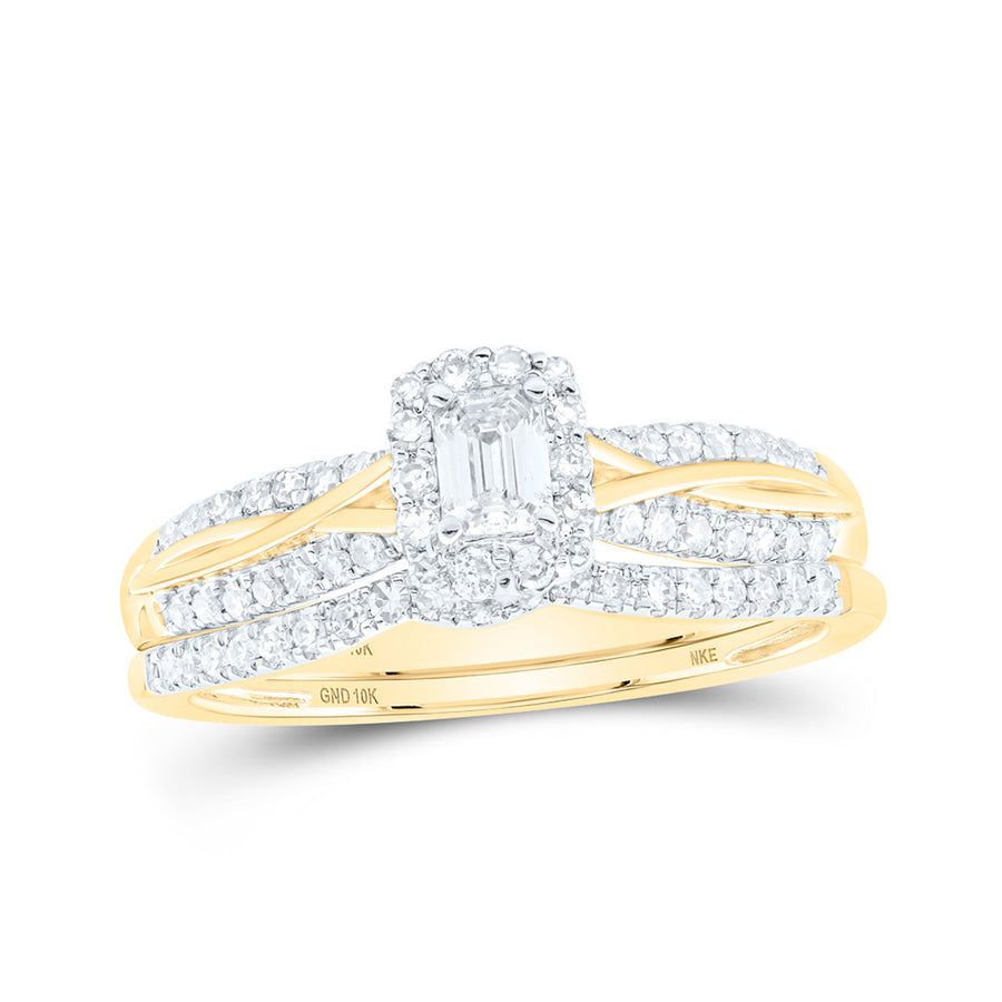 Diamond Halo Bridal Wedding Ring Set 1/2 Cttw (Certified)