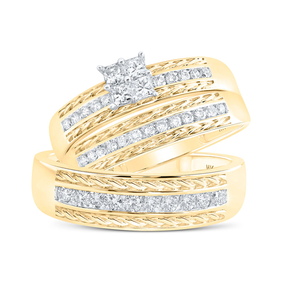 Round Diamond Square Nicoles Dream Collection Matching Wedding Ring Set