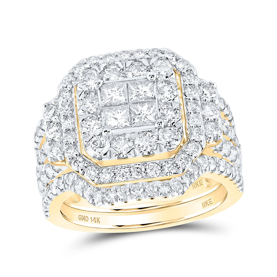 Princess Diamond Bridal Wedding Ring Set 2-5/8 Cttw