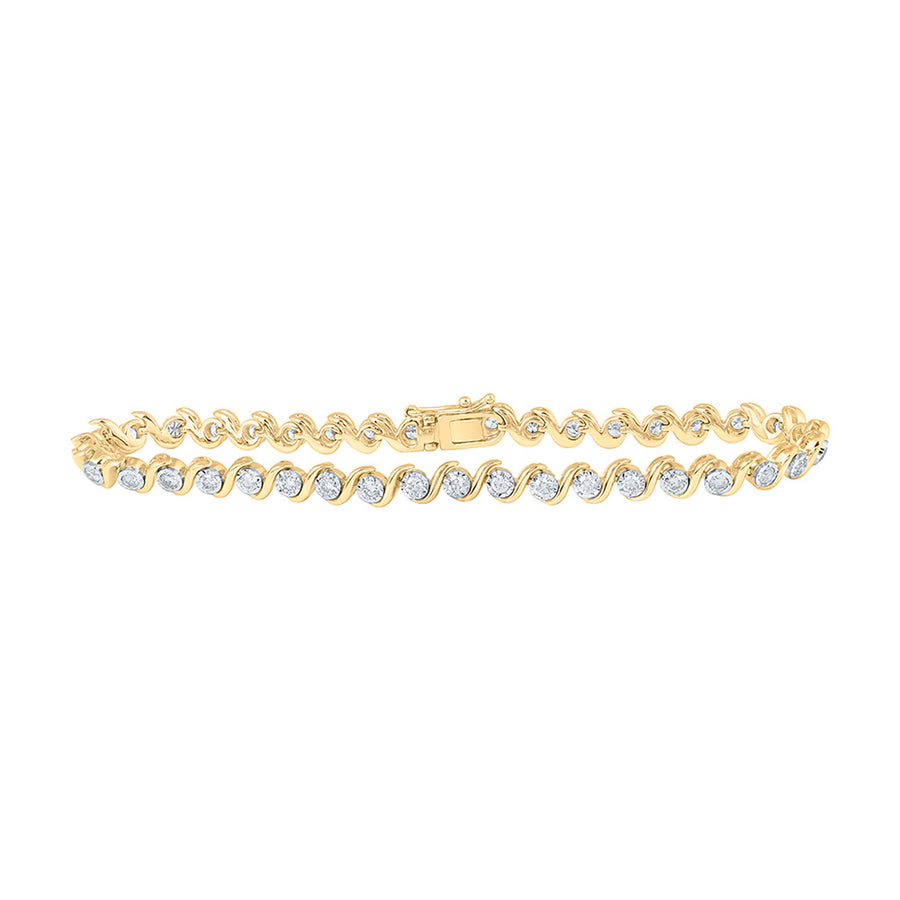 10k Yellow Gold Round Diamond Tennis Bracelet 1-1/2 Cttw