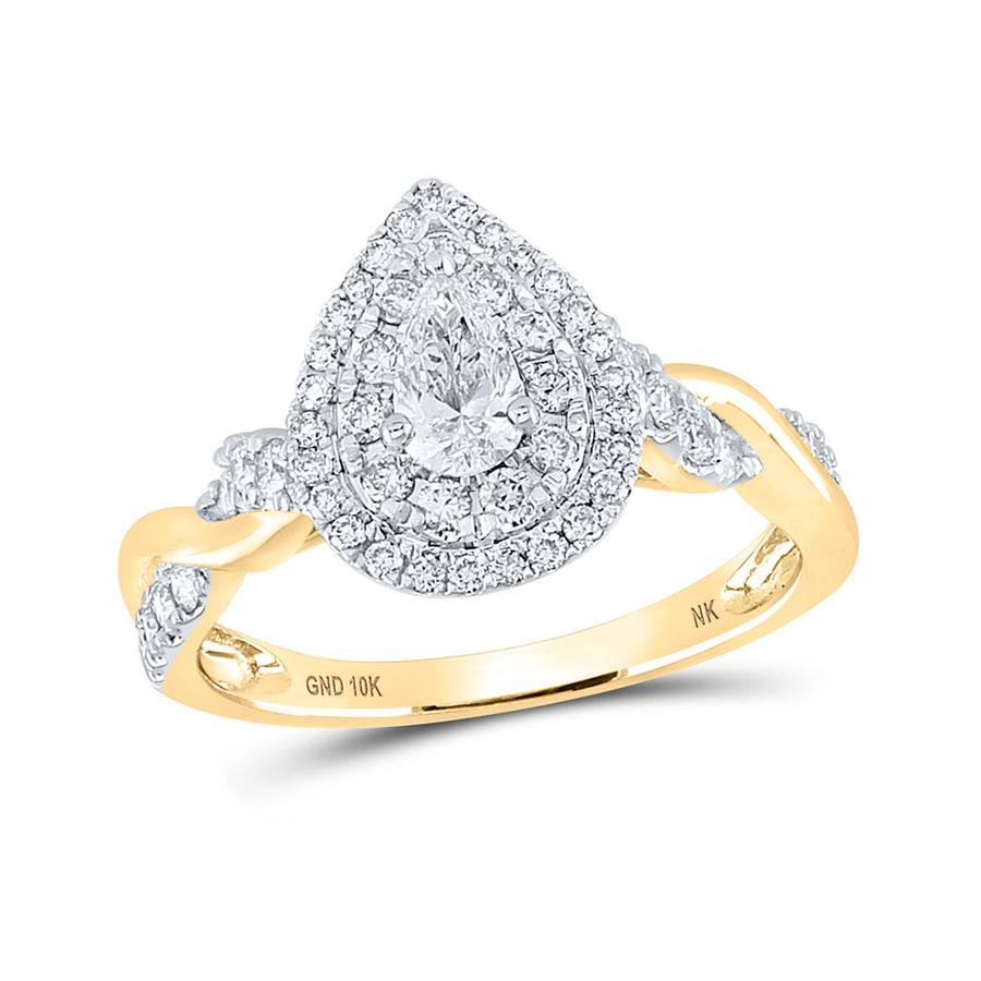 Pear Diamond Halo Bridal Engagement Ring 1 Cttw (Certified)