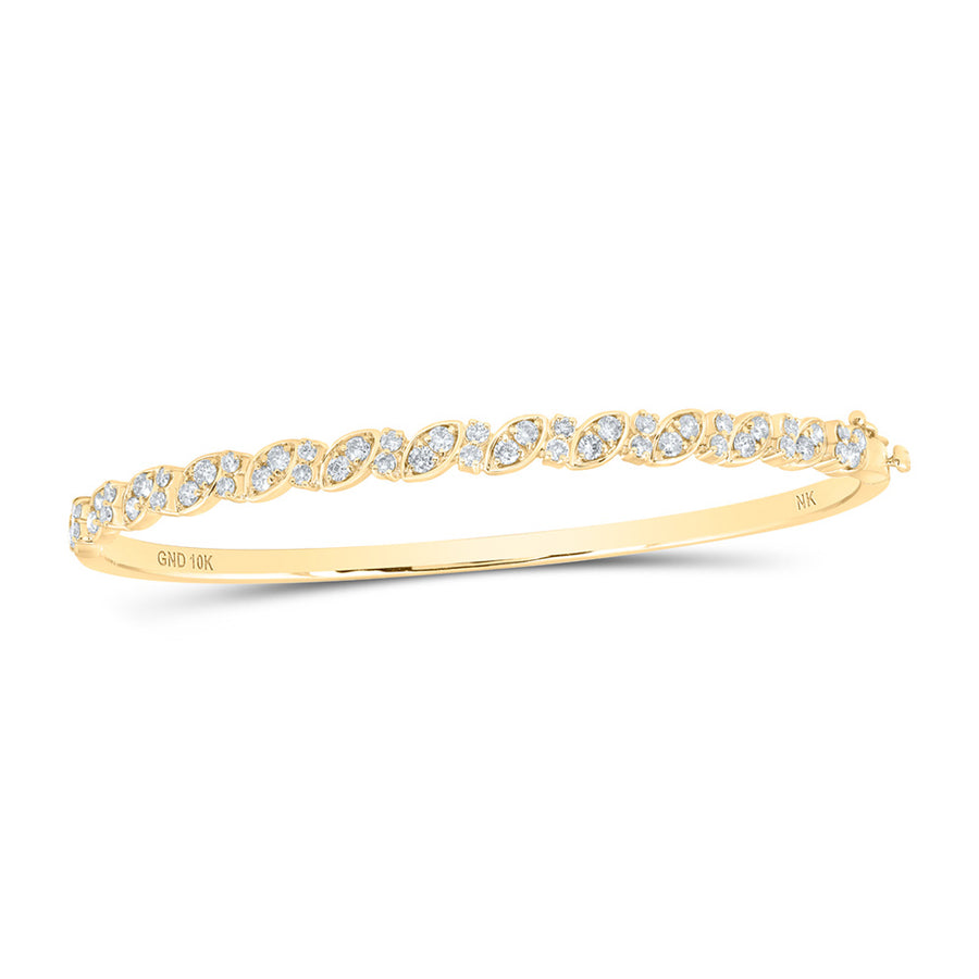 10k Yellow Gold Round Diamond Bangle Bracelet 1 Cttw