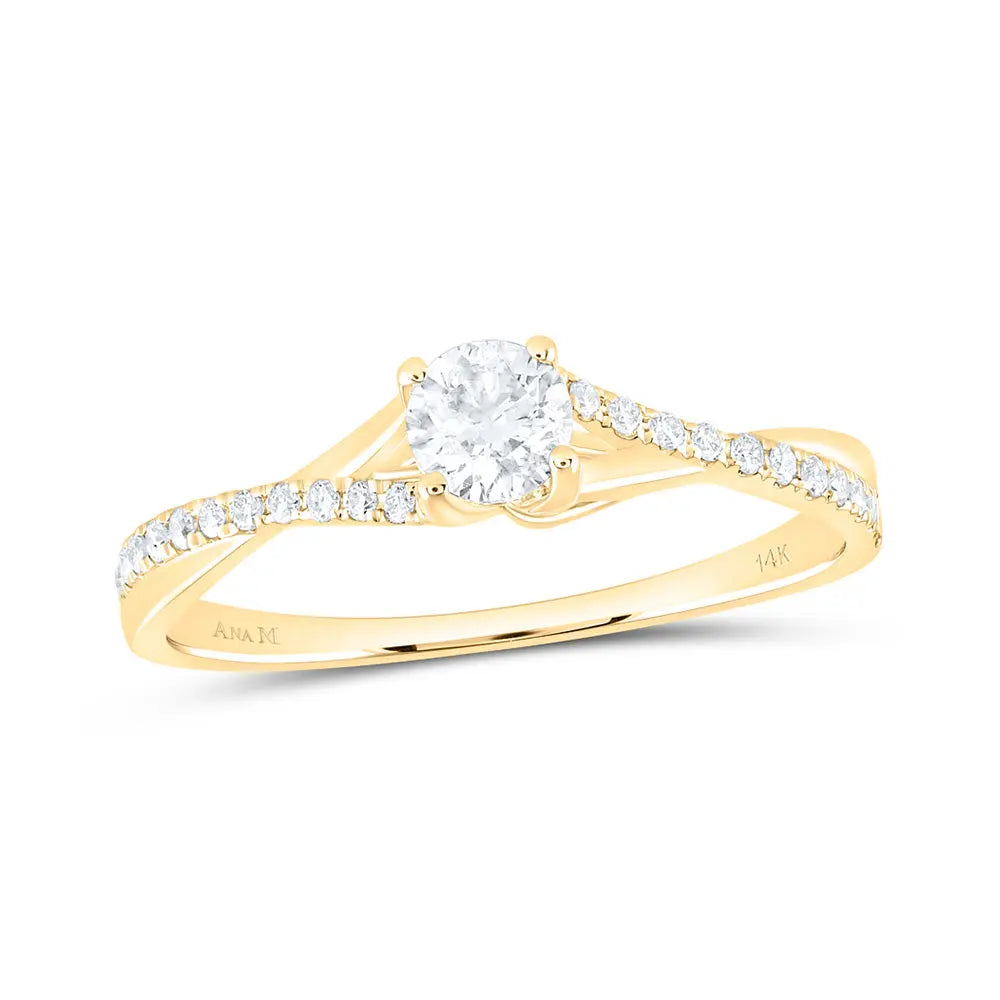 Round Diamond Solitaire Bridal Engagement Ring 3/8 Cttw (Certified) Miral Jewelry